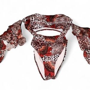 Animal Print Off-Shoulder Swimsuit